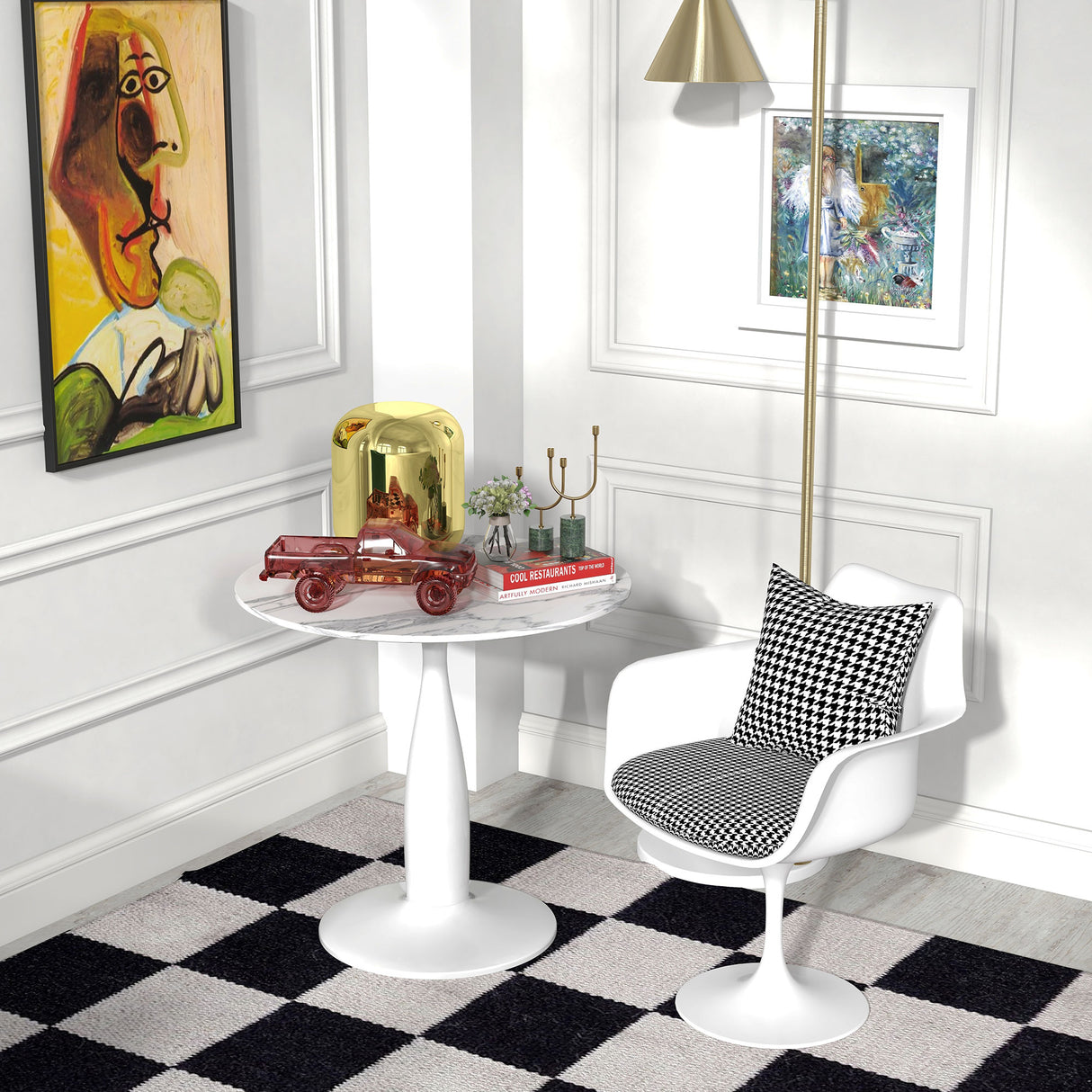 Wooden Dining Table Round for 4 People - Velmora
