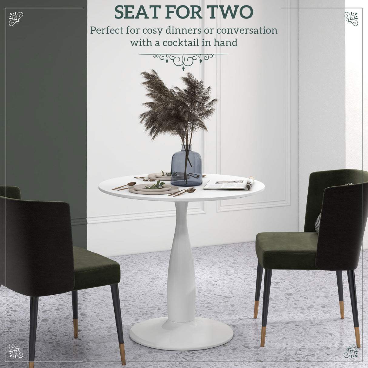 Wooden Dining Table Round for 4 People - Velmora