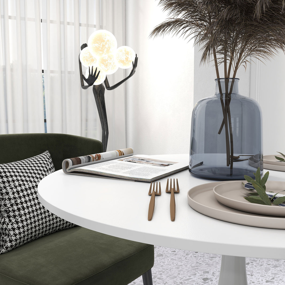 Wooden Dining Table Round for 4 People - Velmora