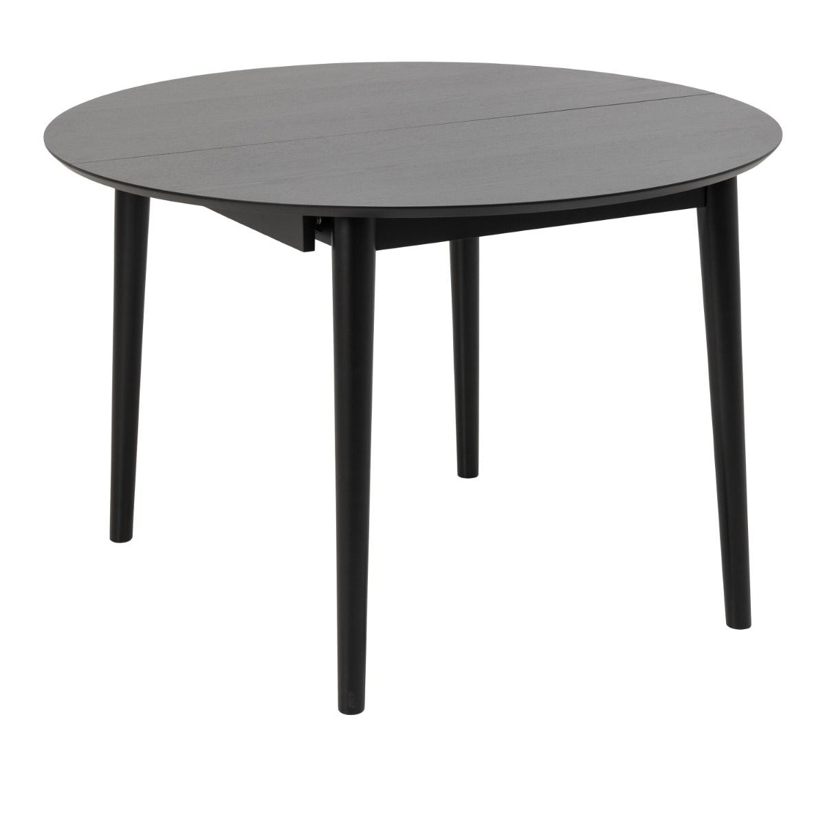 Wooden Dining Table Round Extending With 4 Cassandra Black Dining Chairs - Montreux