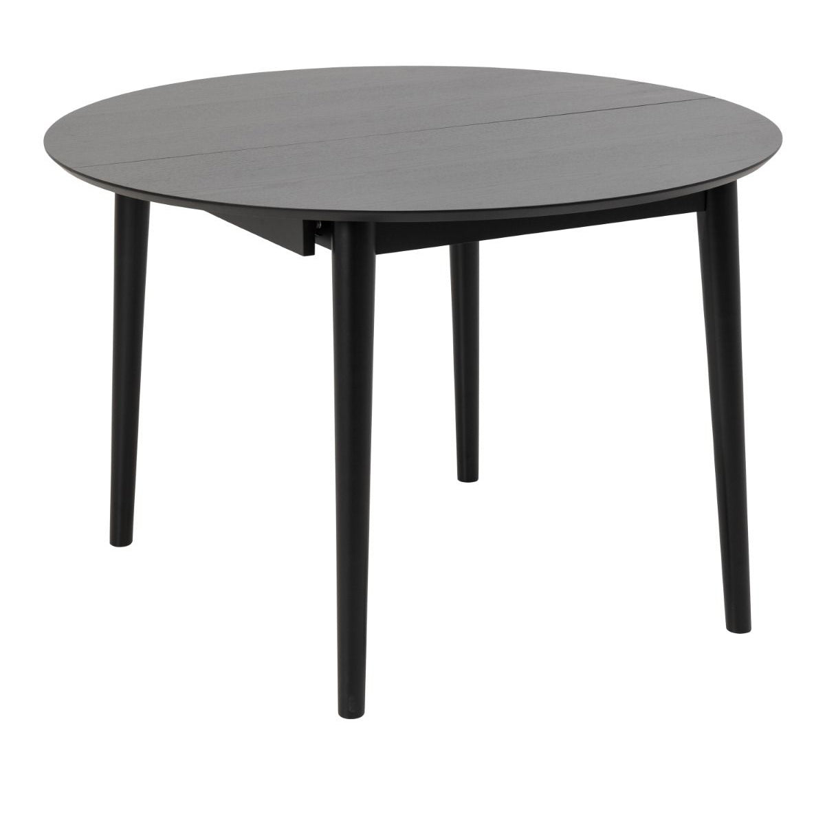 Wooden Dining Table Round Extending With 6 Cassandra Black Dining Chairs - Montreux