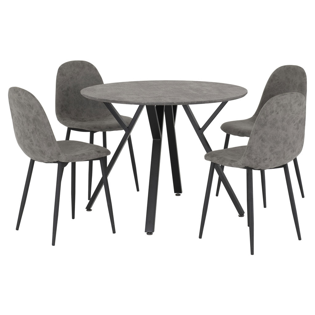 Wooden Dining Table Round With 4 Chairs - Athens