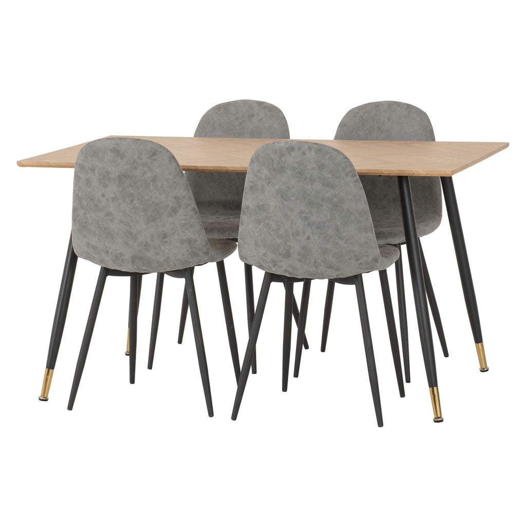 Wooden Dining Table With 4 Athens Dining Chairs - Hamilton