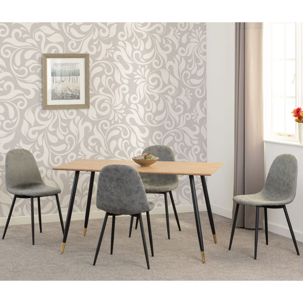 Wooden Dining Table With 4 Athens Dining Chairs - Hamilton