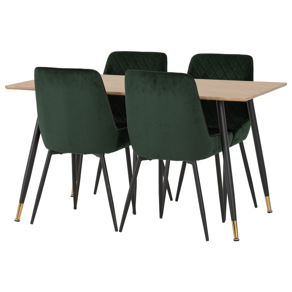 Wooden Dining Table With 4 Avery Dining Chairs - Hamilton
