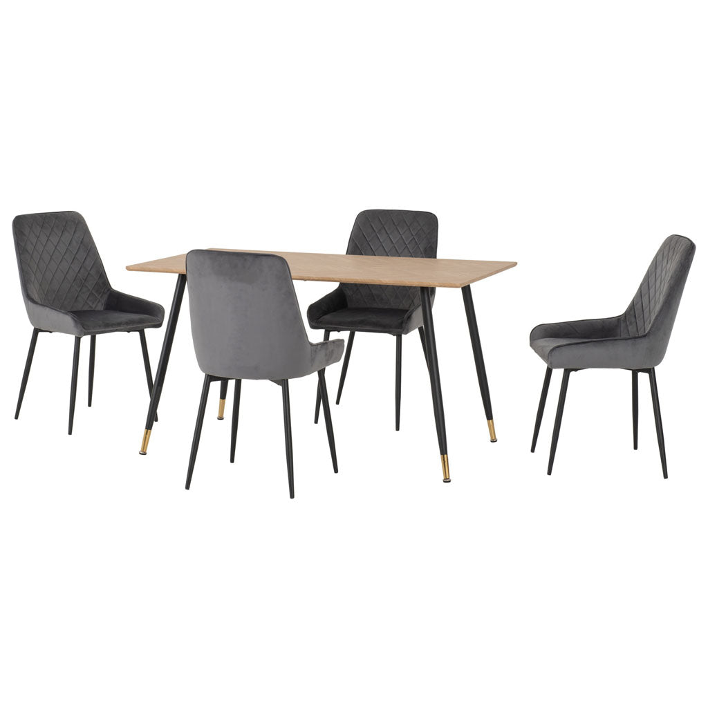 Wooden Dining Table With 4 Avery Dining Chairs - Hamilton