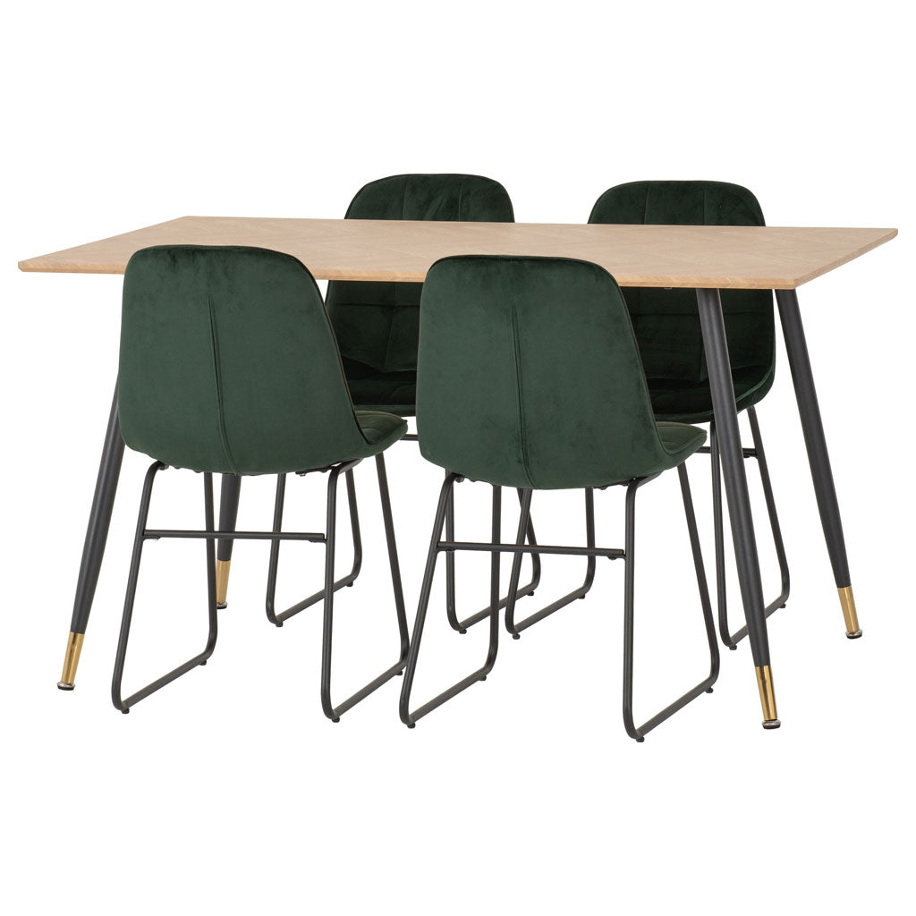 Wooden Dining Table With 4 Lukas Dining Chairs - Hamilton