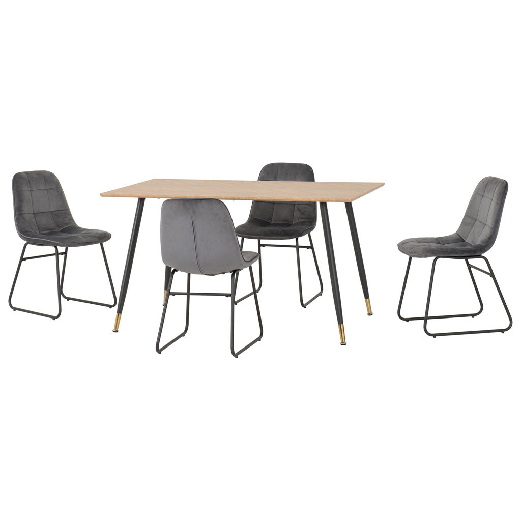 Wooden Dining Table With 4 Lukas Dining Chairs - Hamilton