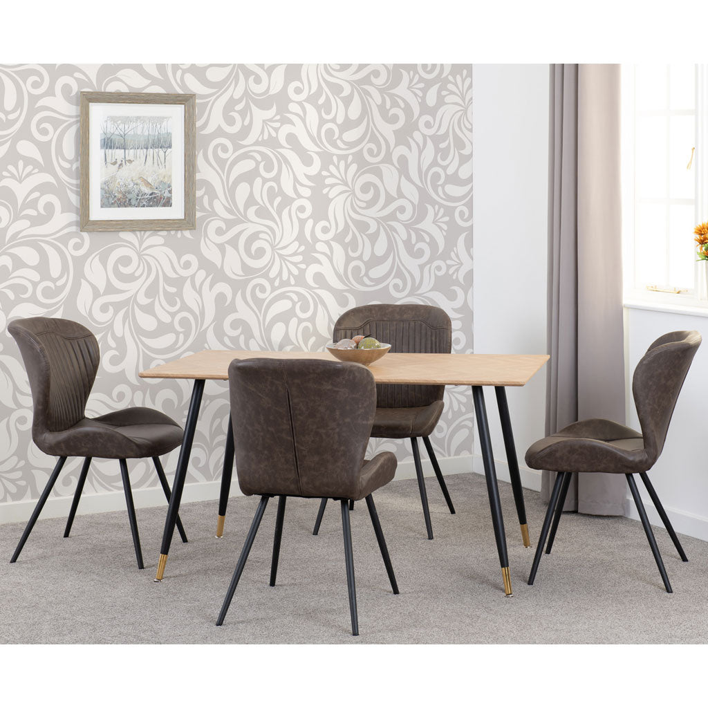 Wooden Dining Table With 4 Quebec Dining Chairs - Hamilton