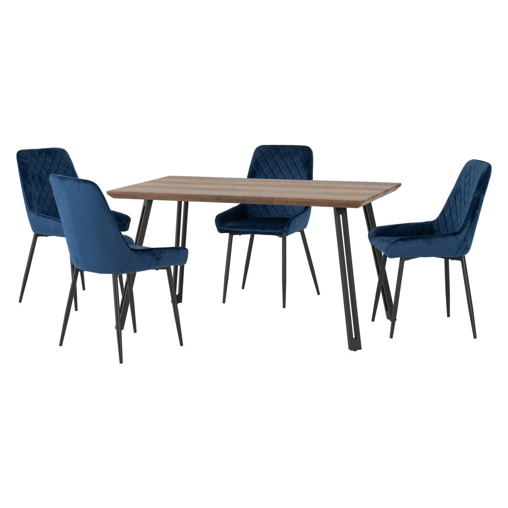 Wooden Dining Table Straight Edge With 4 Avery Dining Chairs - Quebec