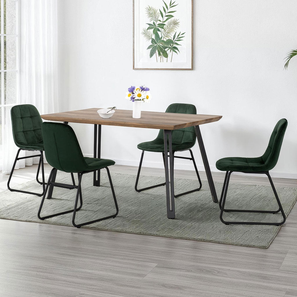 Wooden Dining Table Straight Edge With 4 Lukas Dining Chairs - Quebec
