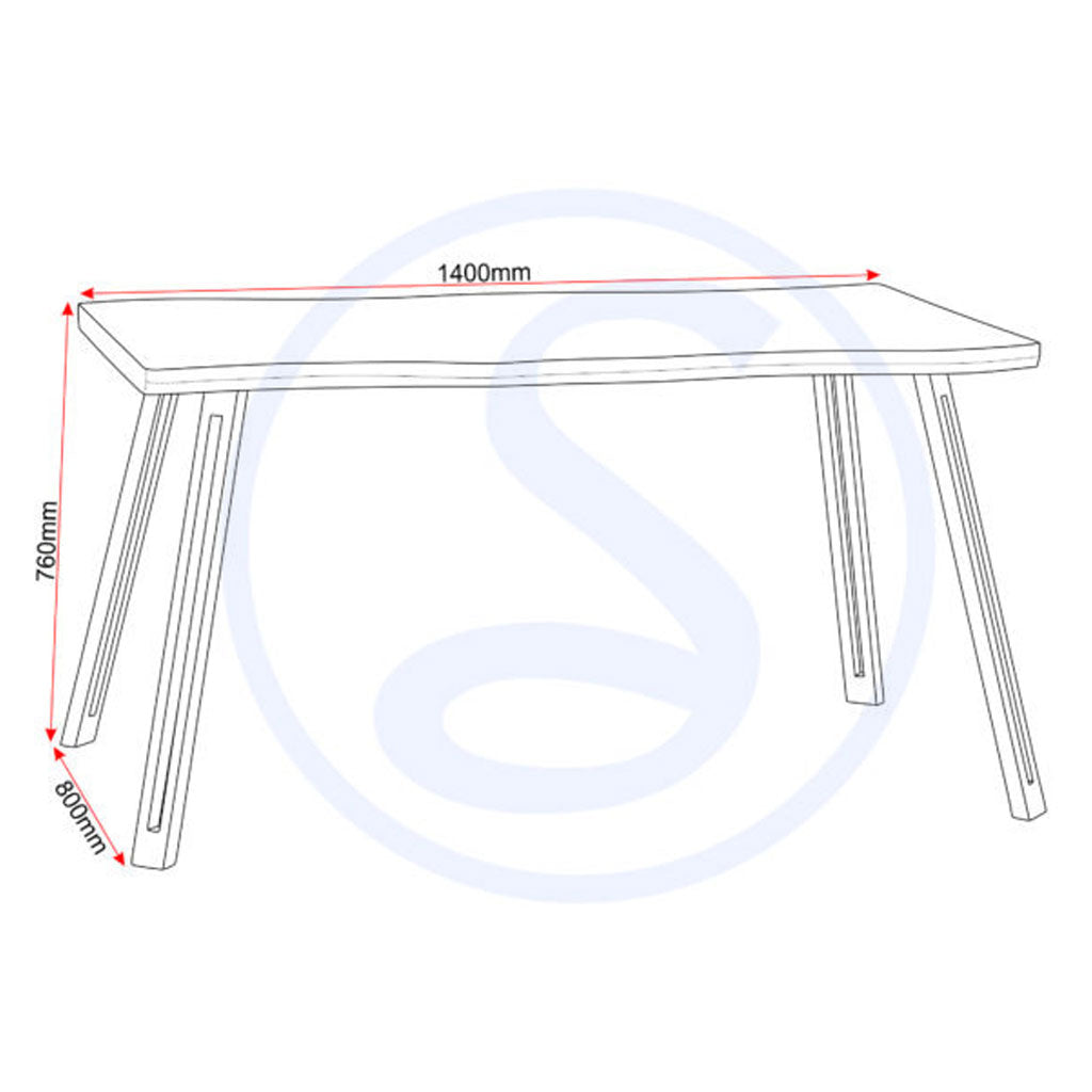 Wooden Dining Table Wave Edge With 4 Brown Dining Chairs - Quebec