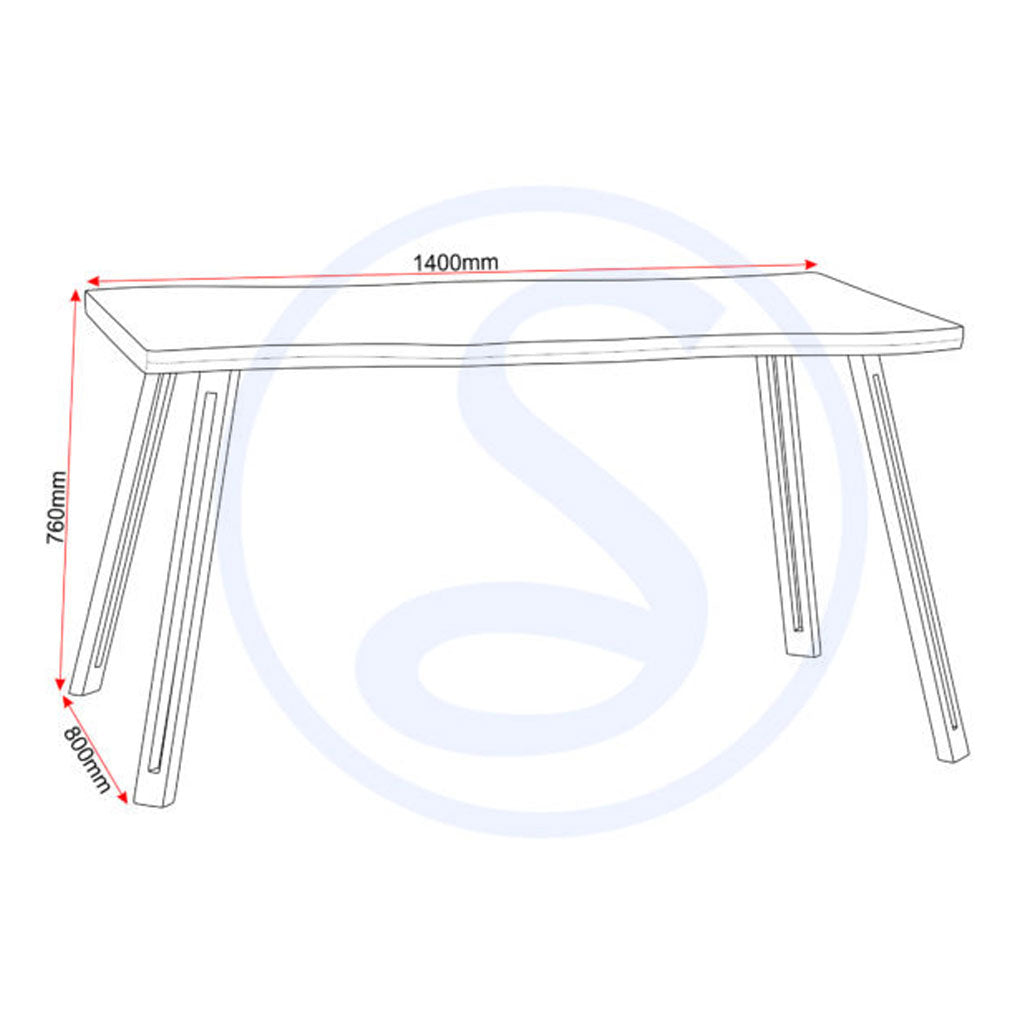 Wooden Dining Table Wave Edge With 4 Dining Chairs - Quebec