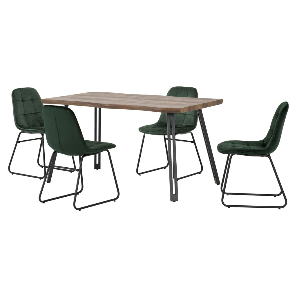 Wooden Dining Table Wave Edge With 4 Lukas Dining Chairs - Quebec
