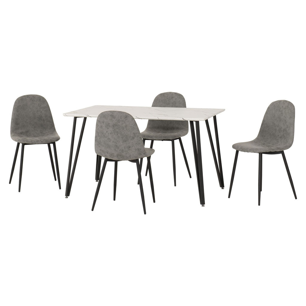 Wooden Dining Table White With 4 Athens Dining Chairs - Marlow