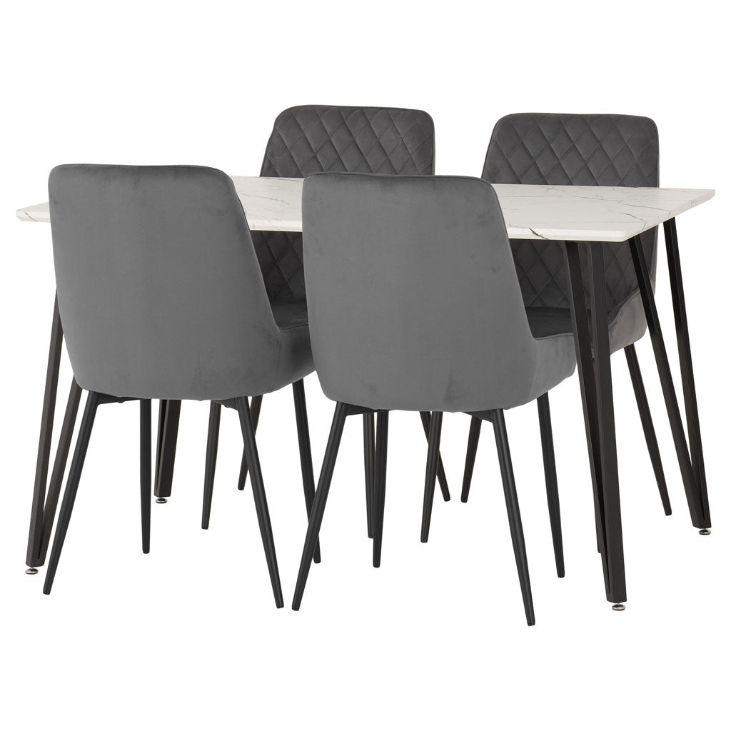 Wooden Dining Table White With 4 Avery Dining Chairs - Marlow