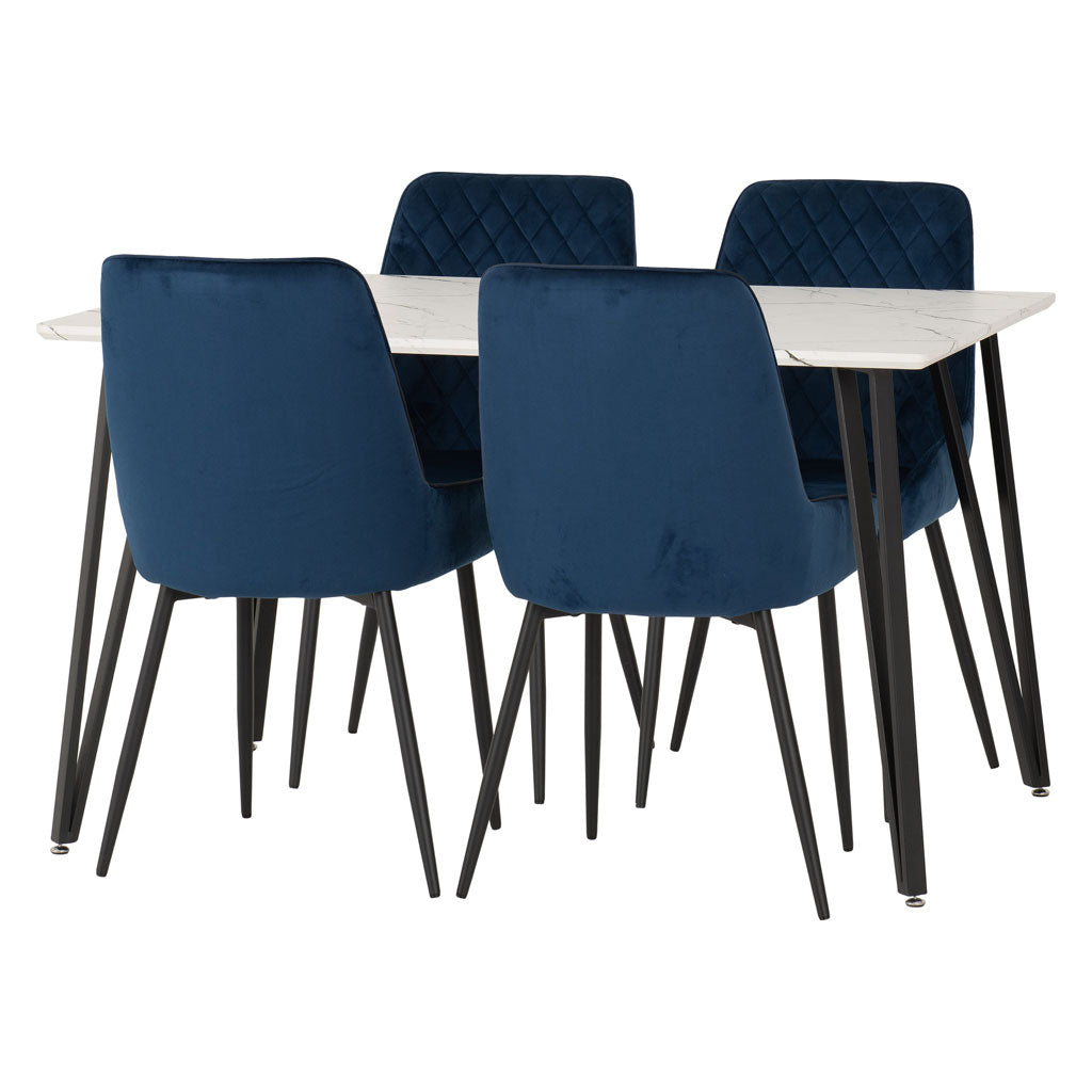 Wooden Dining Table White With 4 Avery Dining Chairs - Marlow