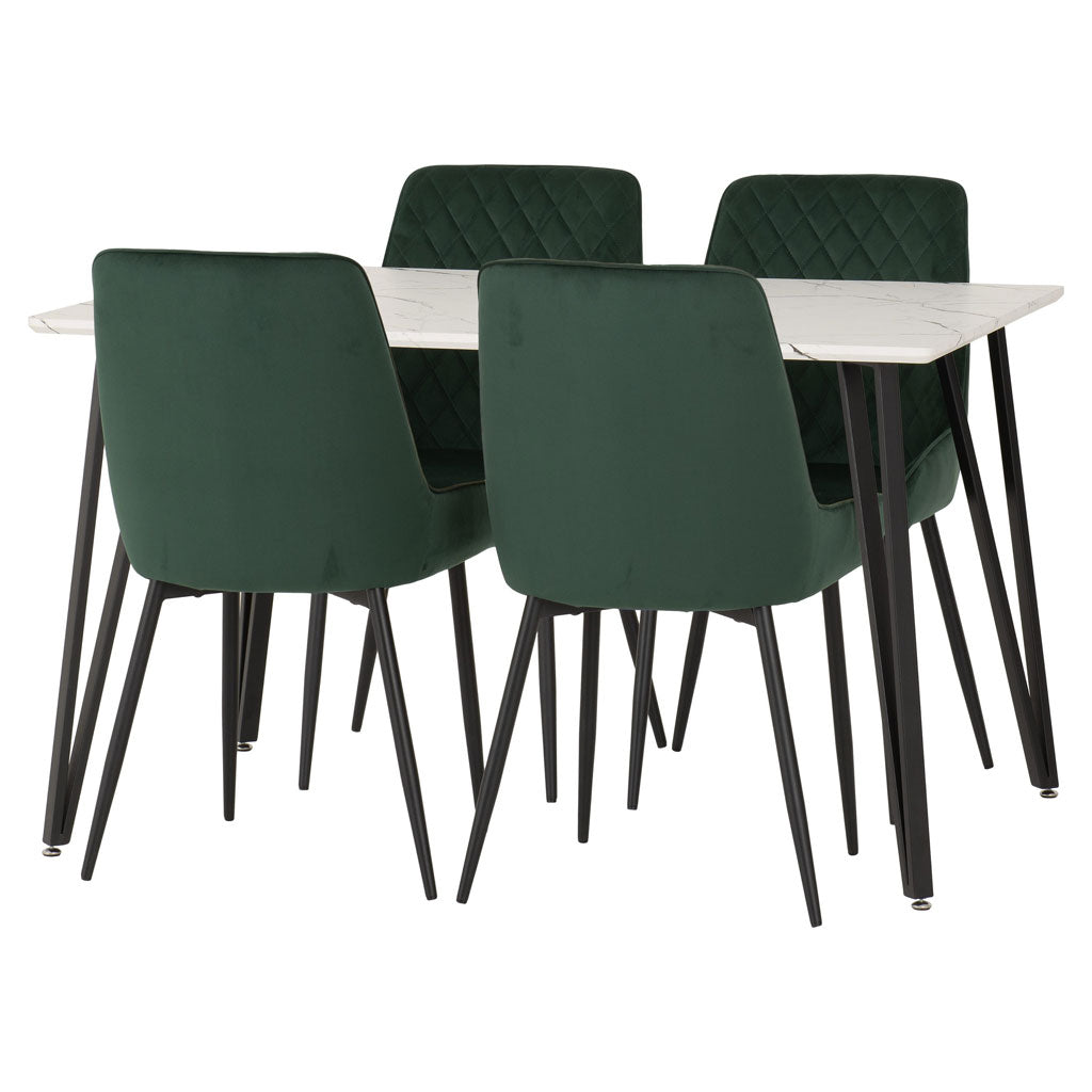 Wooden Dining Table White With 4 Avery Dining Chairs - Marlow