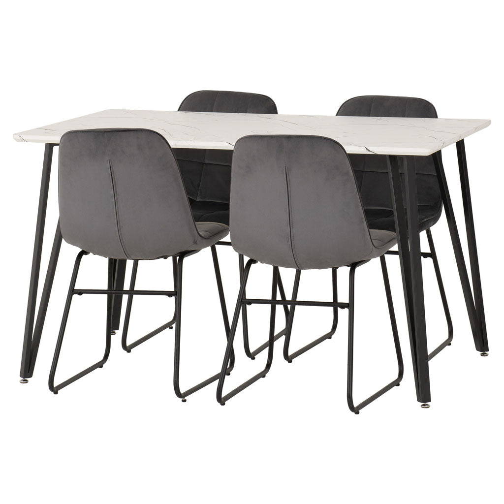 Wooden Dining Table White With 4 Lukas Dining Chairs - Marlow