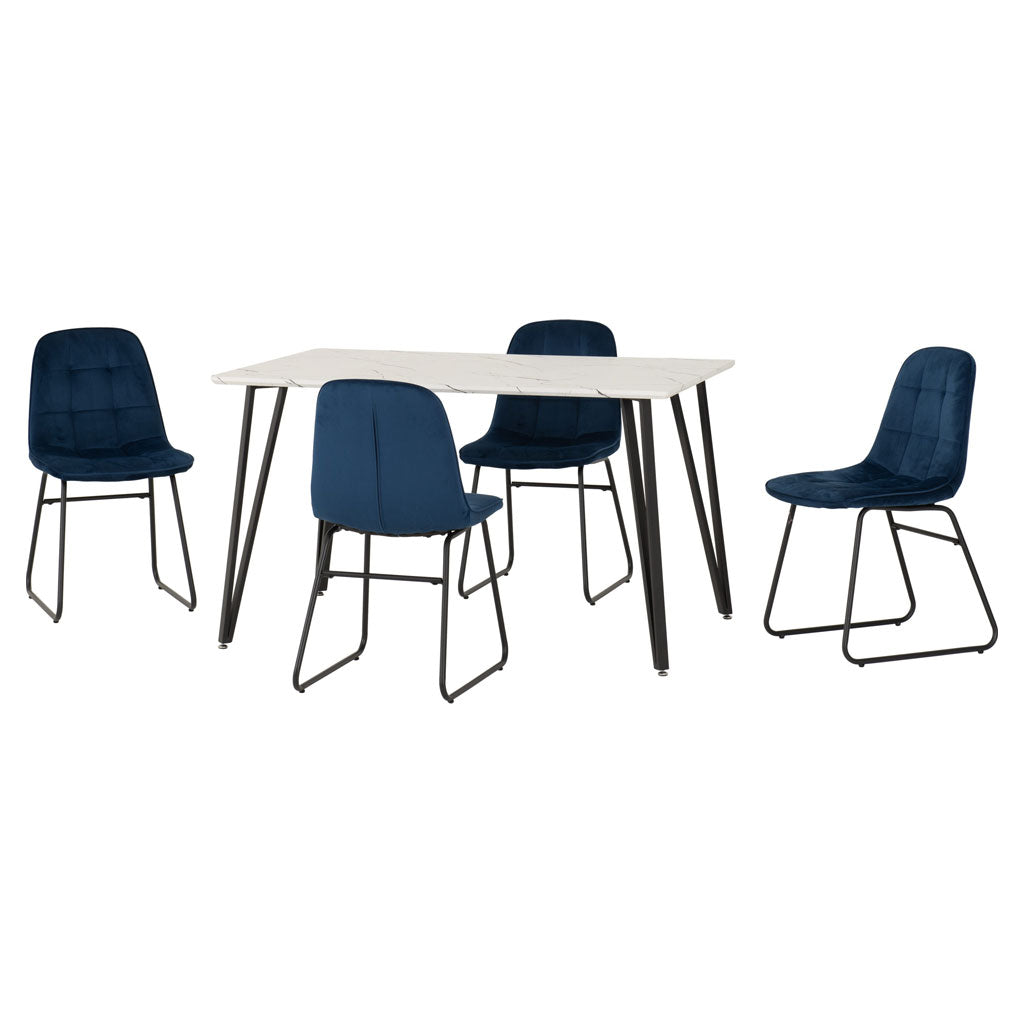 Wooden Dining Table White With 4 Lukas Dining Chairs - Marlow