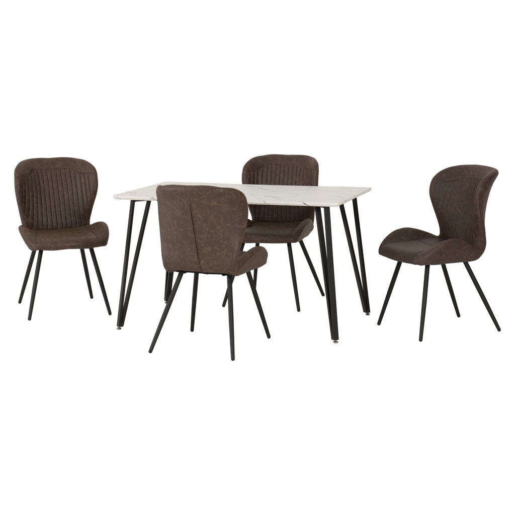 Wooden Dining Table White With 4 Quebec Dining Chairs - Marlow