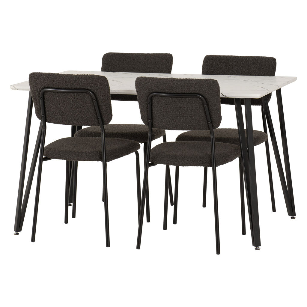 Wooden Dining Table White With 4 Sheldon Dining Chairs - Marlow