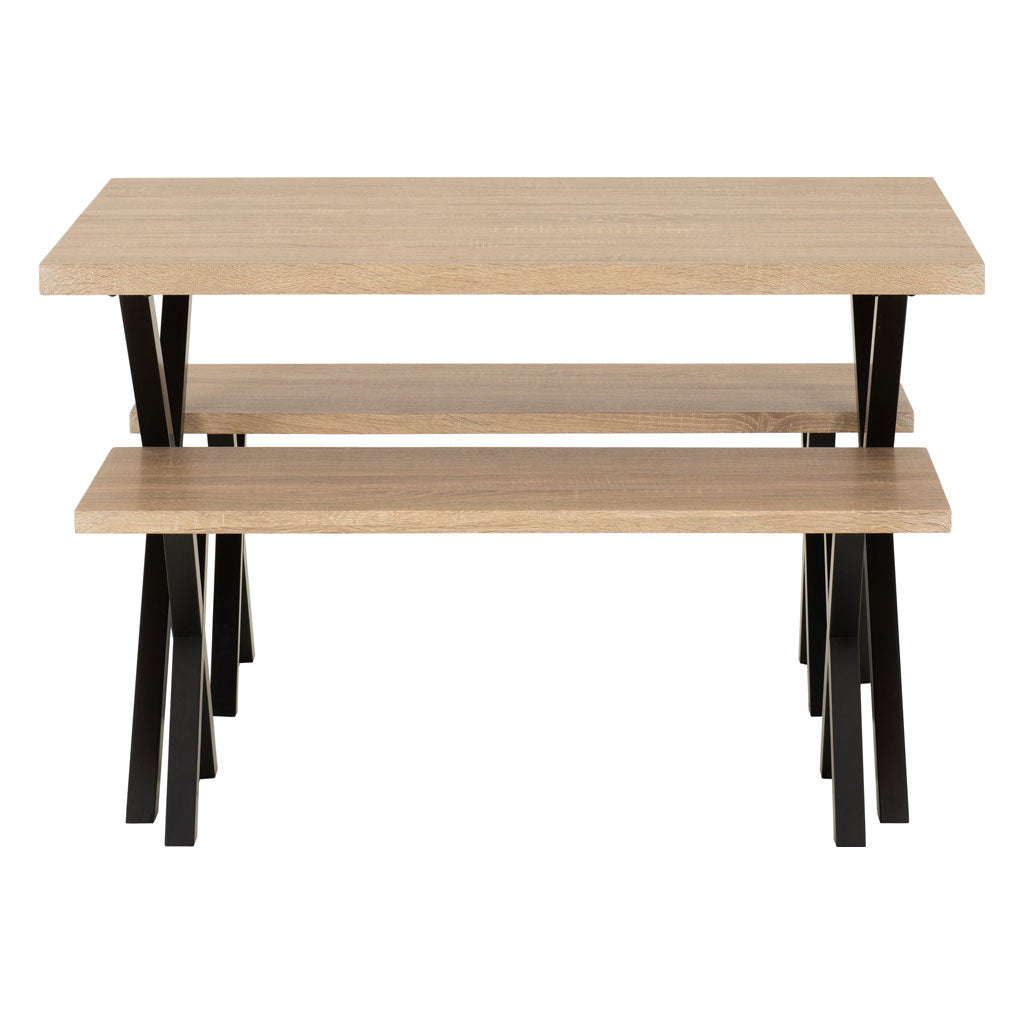 Wooden Dining Table With 2 Dining Benches - Buxton