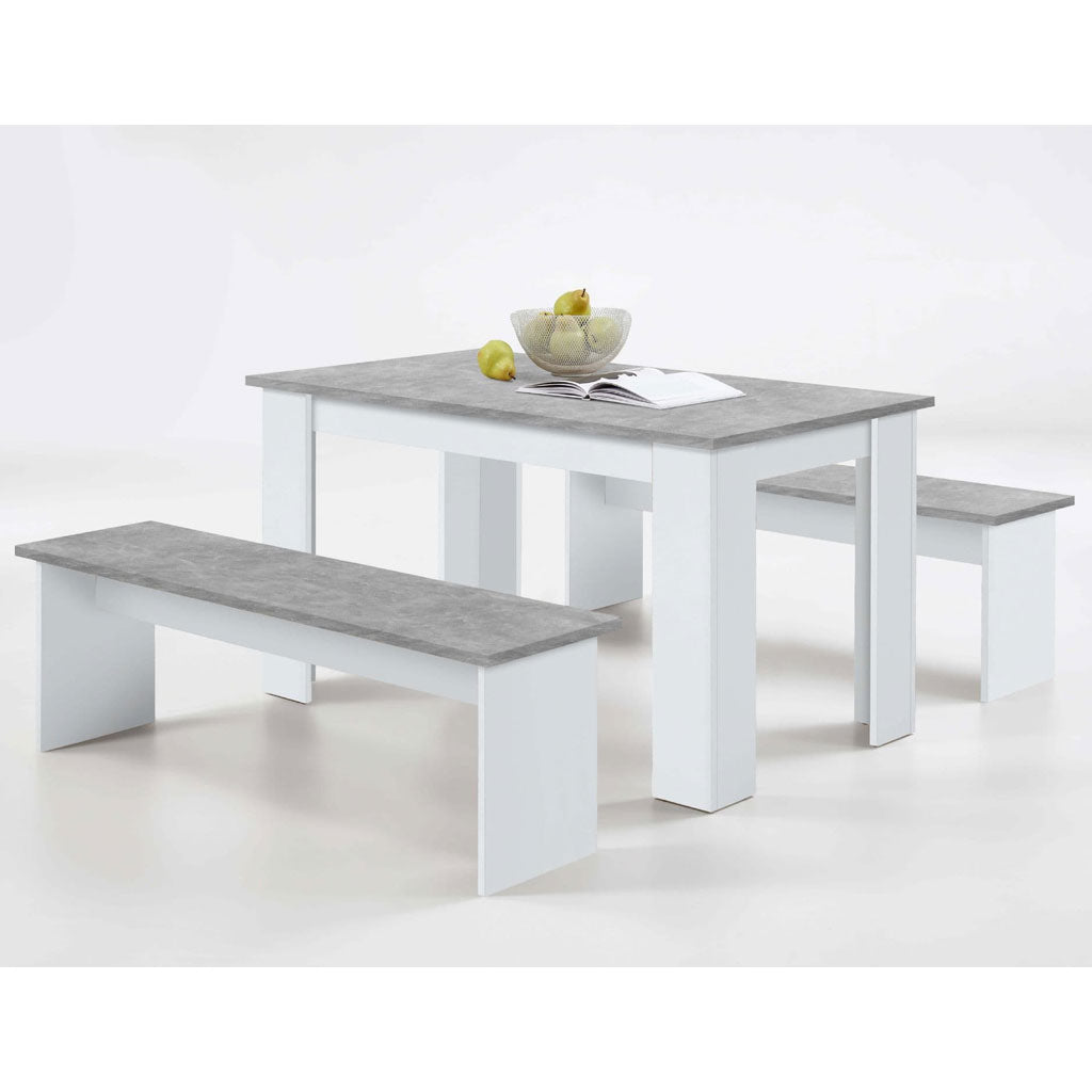 Wooden Dining Table With 2 Dining Benches - Danita