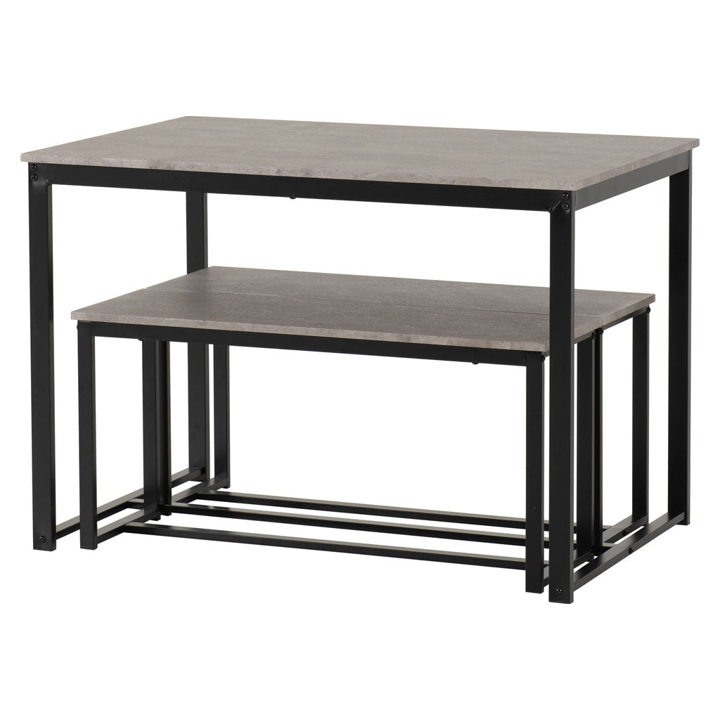 Wooden Dining Table With 2 Dining Benches - Lincoln