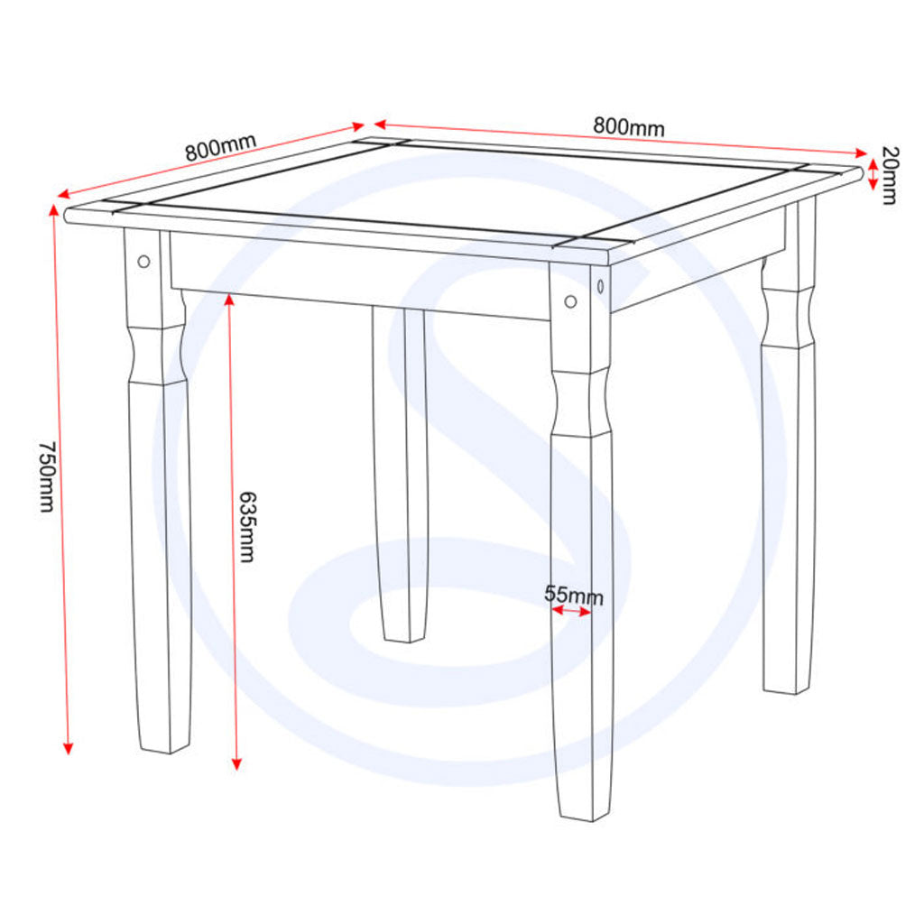 Wooden Dining Table With 2 Dining Chairs - Rio