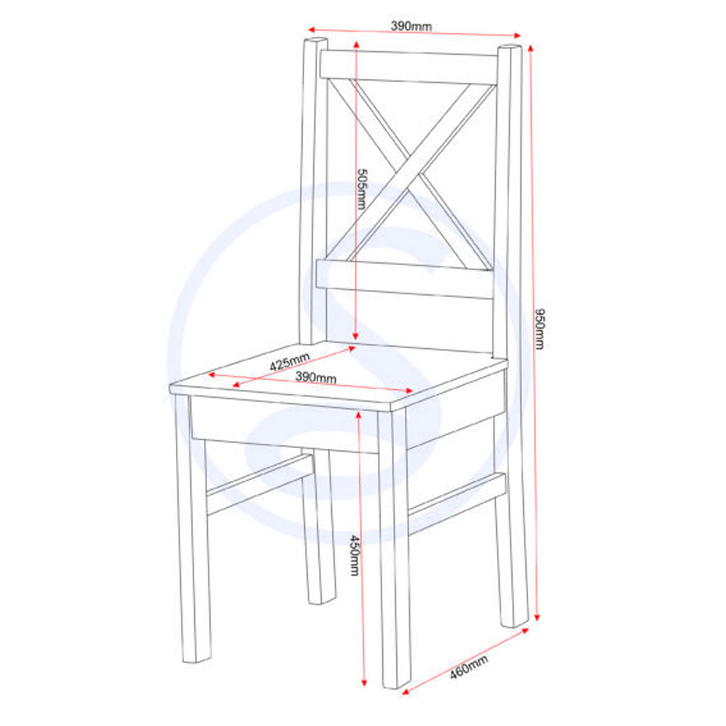 Wooden Dining Table With 2 Dining Chairs - Salvador
