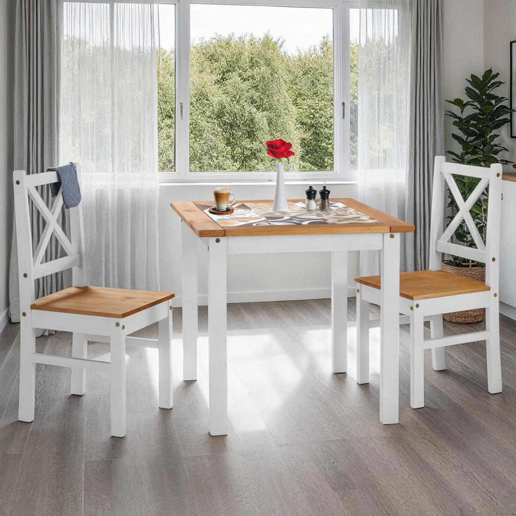 Wooden Dining Table With 2 Dining Chairs - Salvador