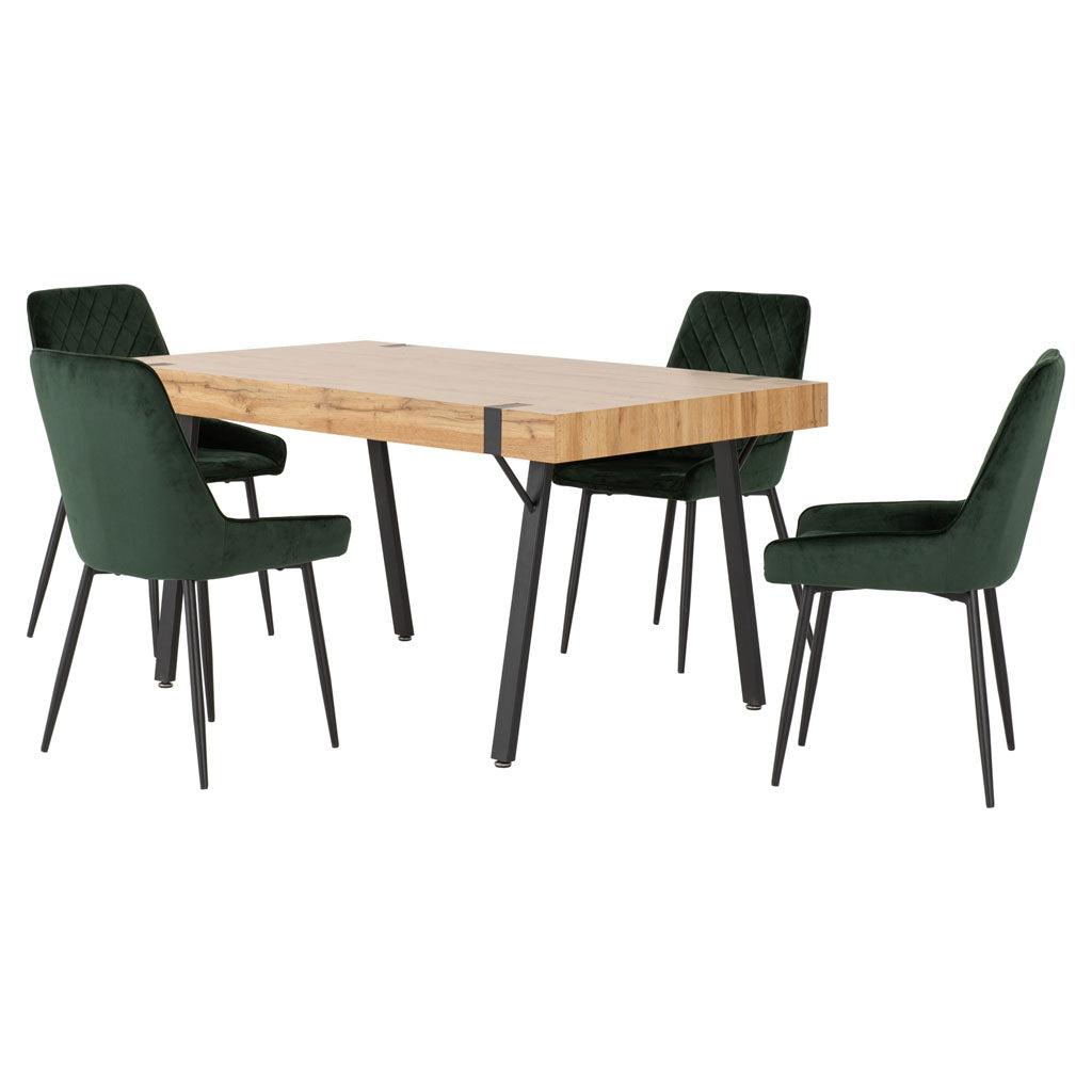 Wooden Dining Table With 4 Avery Dining Chairs - Treviso