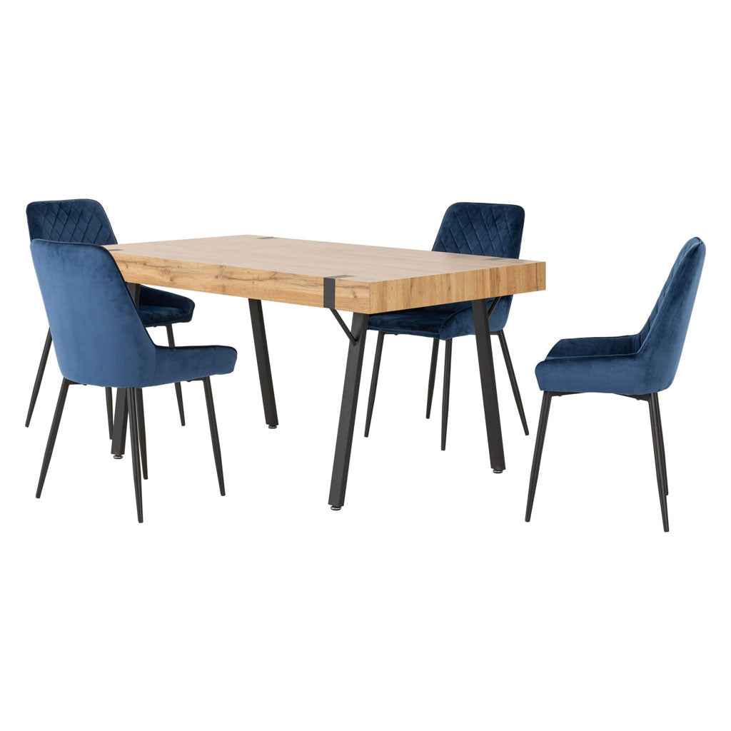 Wooden Dining Table With 4 Avery Dining Chairs - Treviso