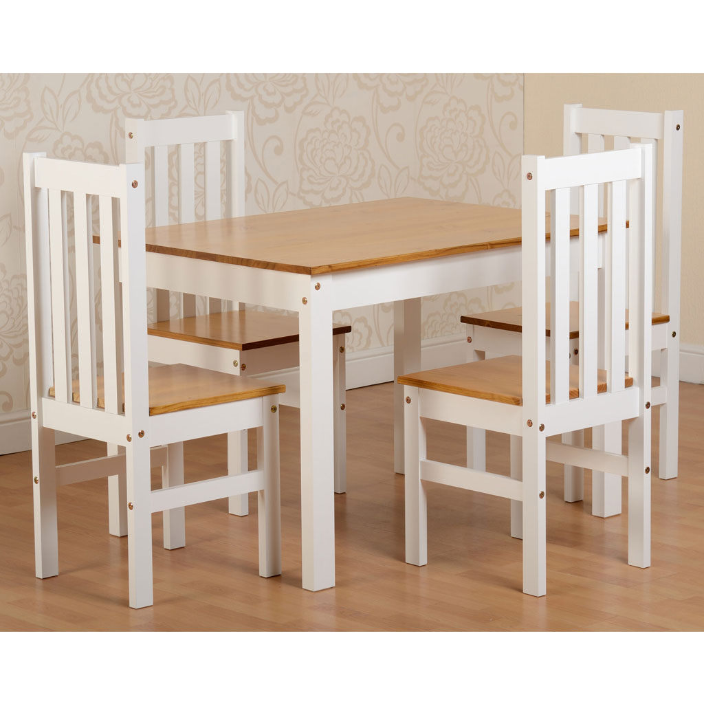 Wooden Dining Table With 4 Dining Chairs - Ludlow