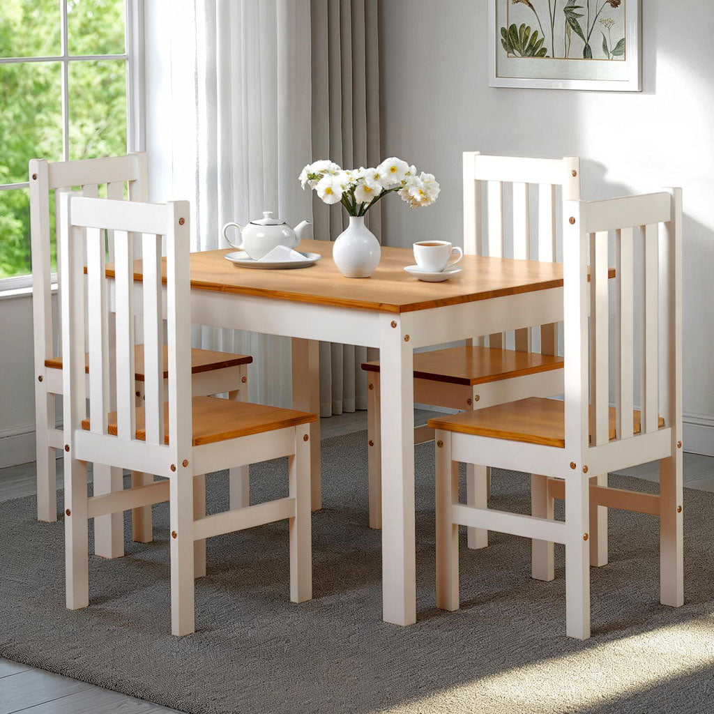 Wooden Dining Table With 4 Dining Chairs - Ludlow