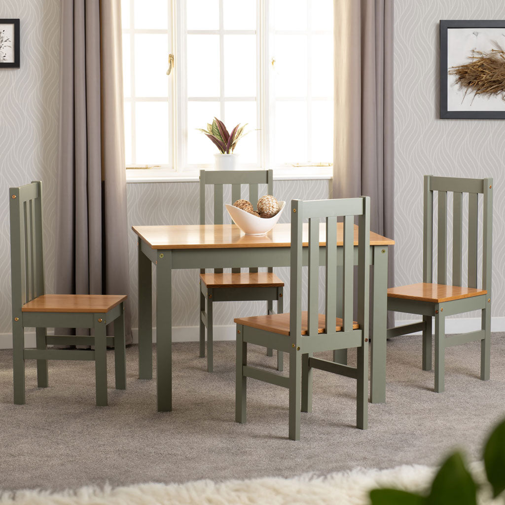 Wooden Dining Table With 4 Dining Chairs - Ludlow