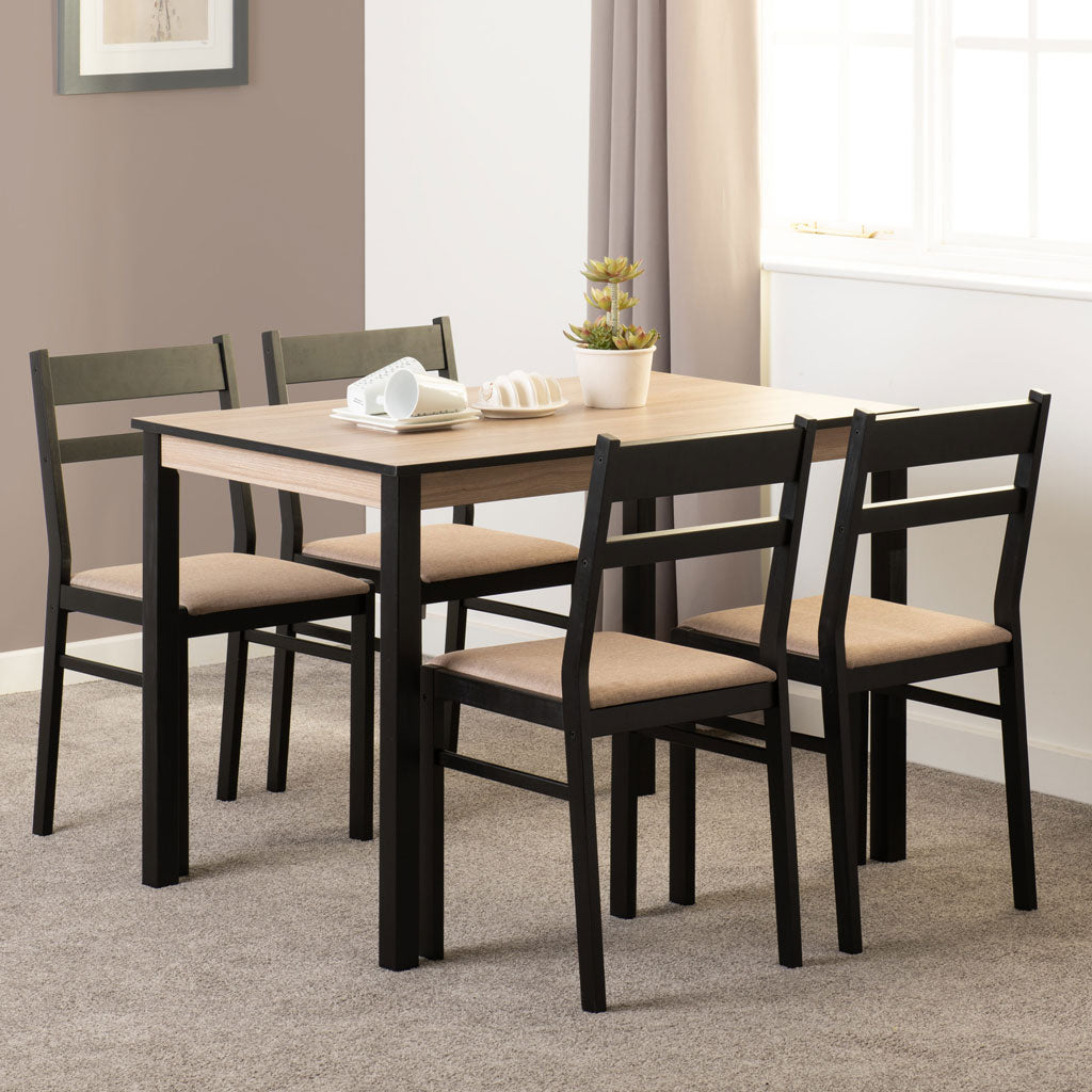 Wooden Dining Table With 4 Dining Chairs - Radley
