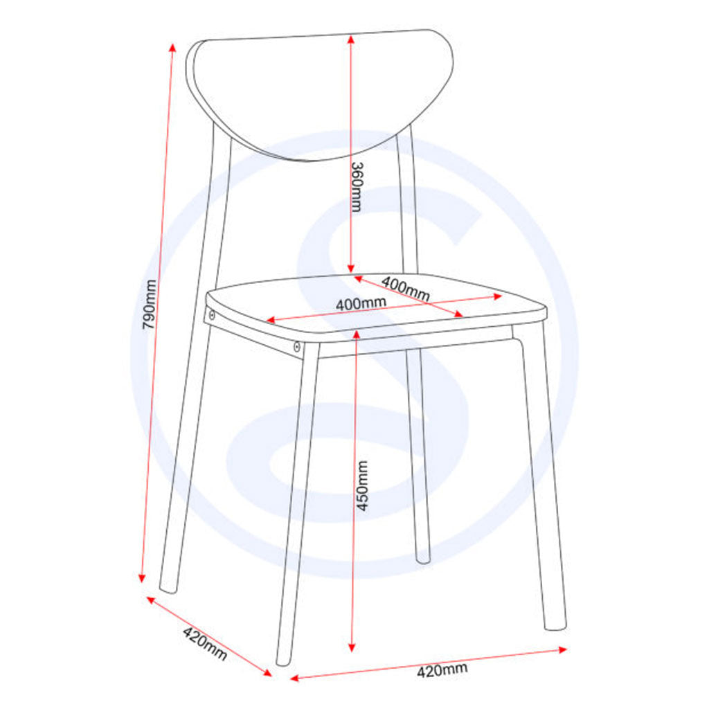 Wooden Dining Table With 4 Dining Chairs - Riley