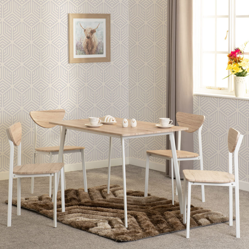 Wooden Dining Table With 4 Dining Chairs - Riley