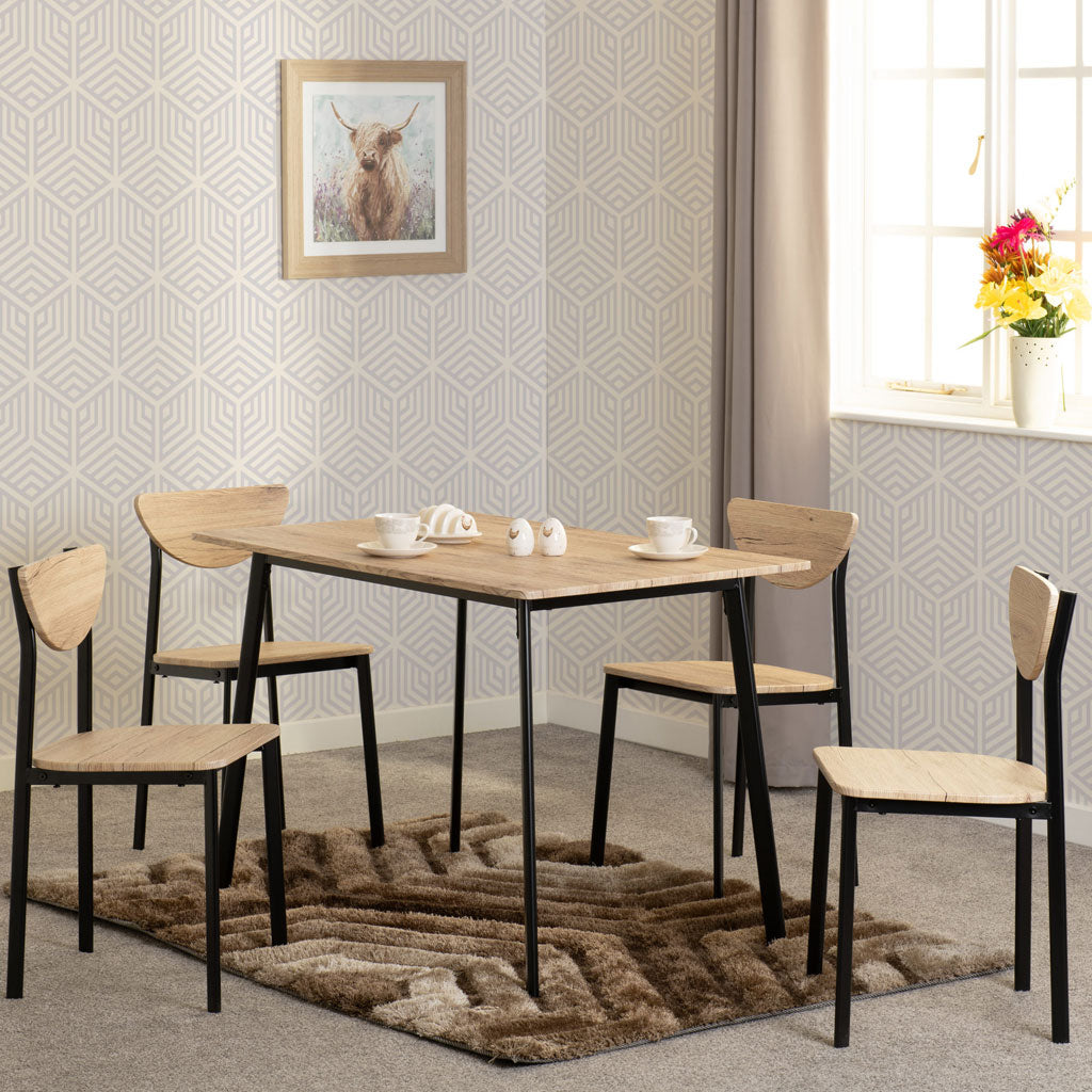 Wooden Dining Table With 4 Dining Chairs - Riley