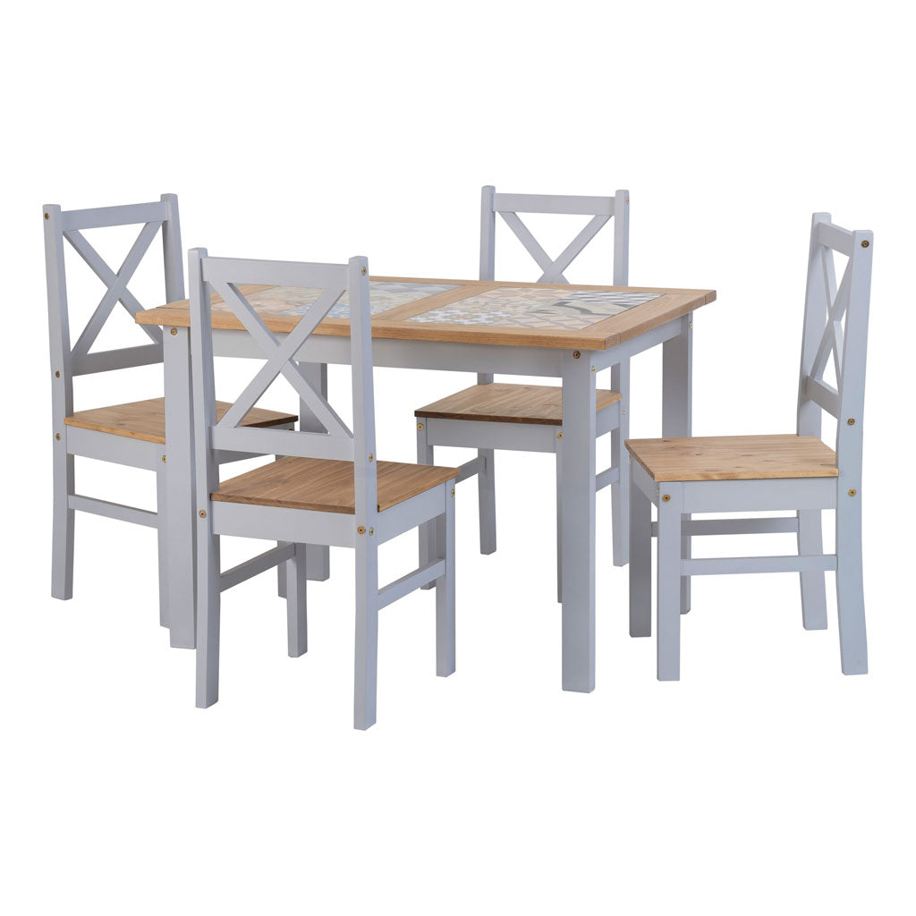 Wooden Dining Table With 4 Dining Chairs - Salvador