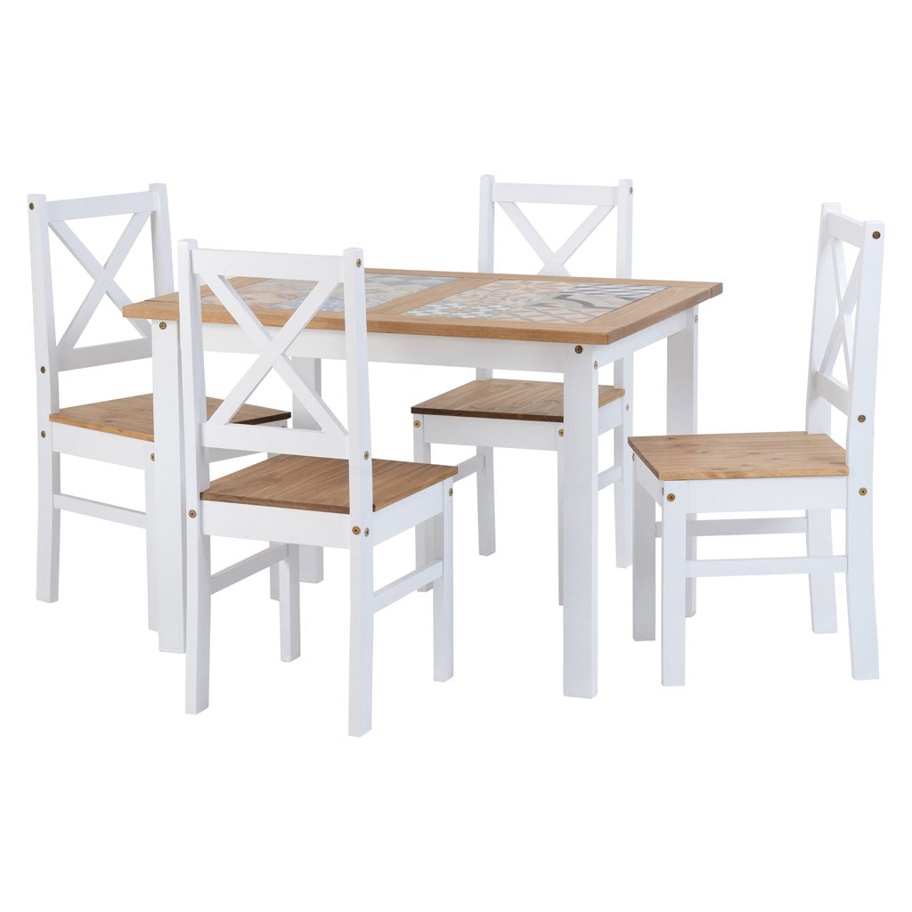 Wooden Dining Table With 4 Dining Chairs - Salvador