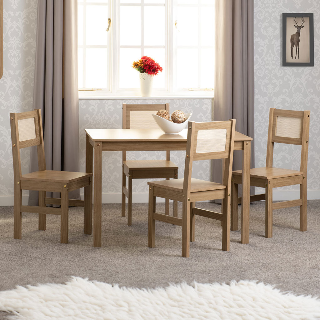 Wooden Dining Table With 4 Dining Chairs - Salvador