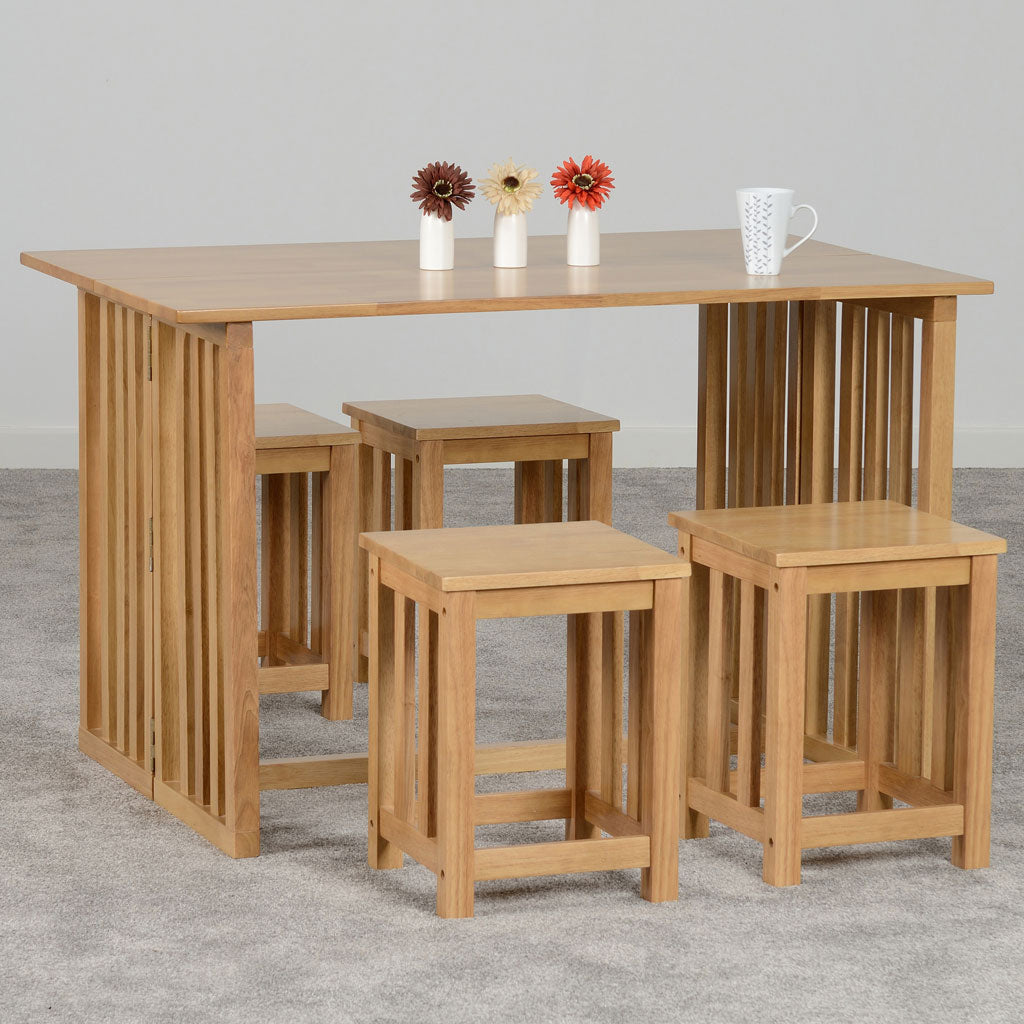 Wooden Dining Table With 4 Dining Stools - Richmond