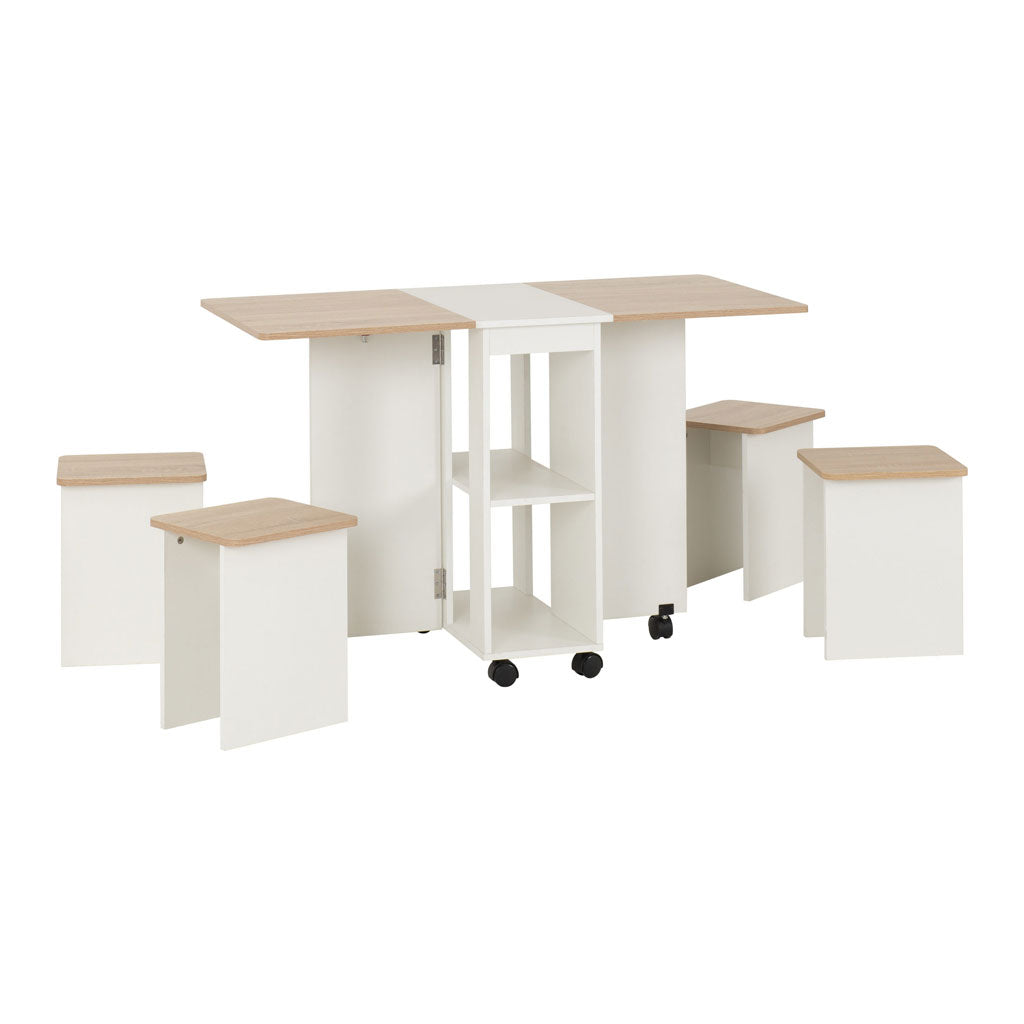 Wooden Dining Table With 4 Dining Stools - Seymore