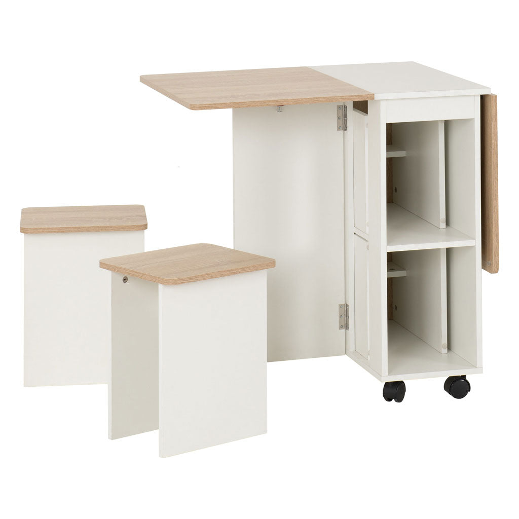 Wooden Dining Table With 4 Dining Stools - Seymore