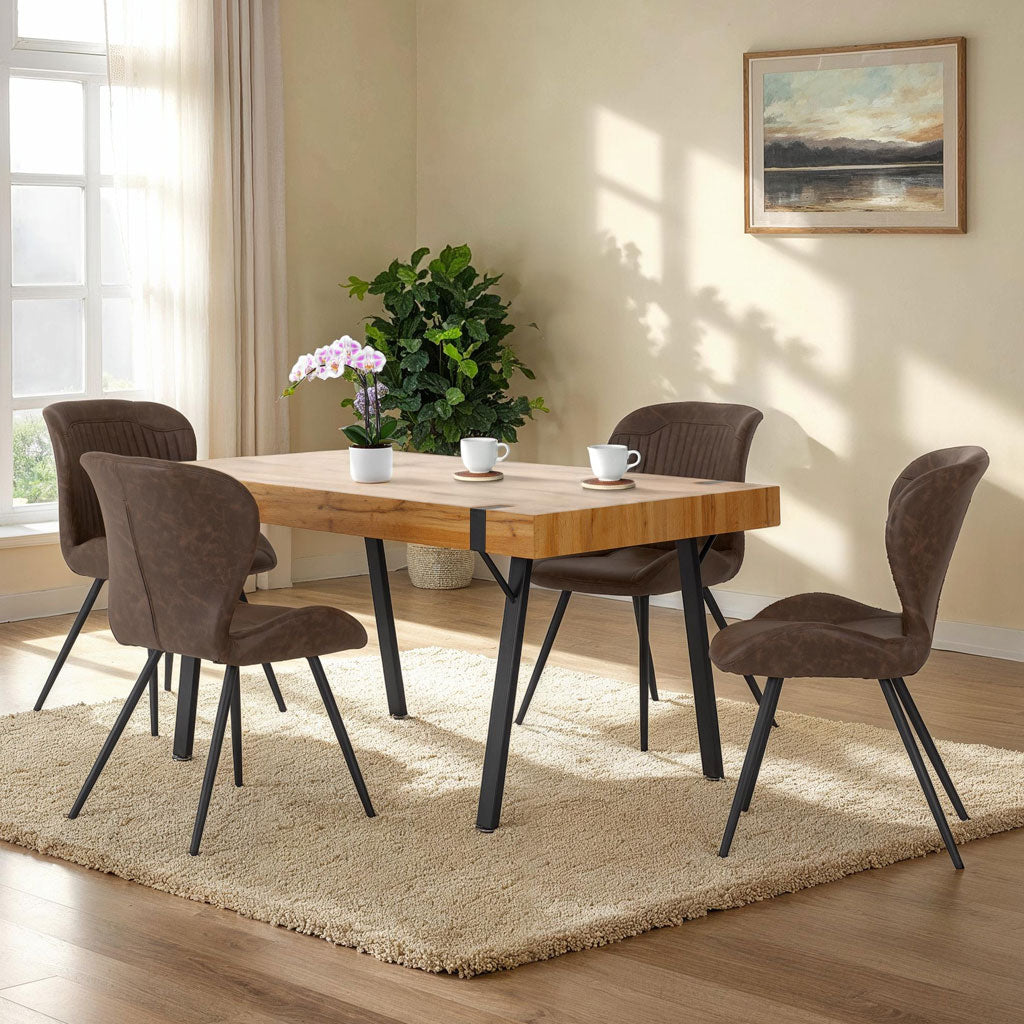 Wooden Dining Table With 4 Quebec Dining Chairs - Treviso