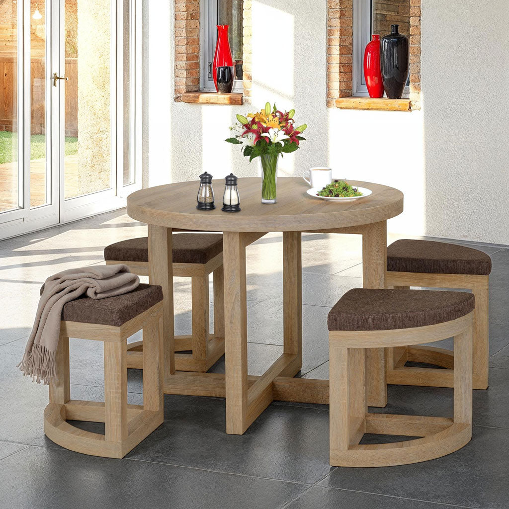 Wooden Dining Table With 4 Stools - Cambourne