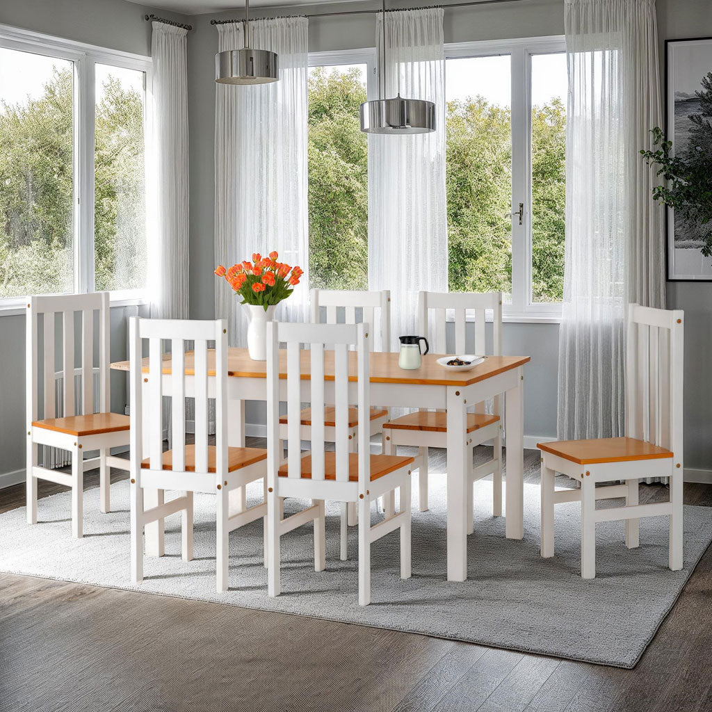 Wooden Dining Table With 6 Dining Chairs - Ludlow